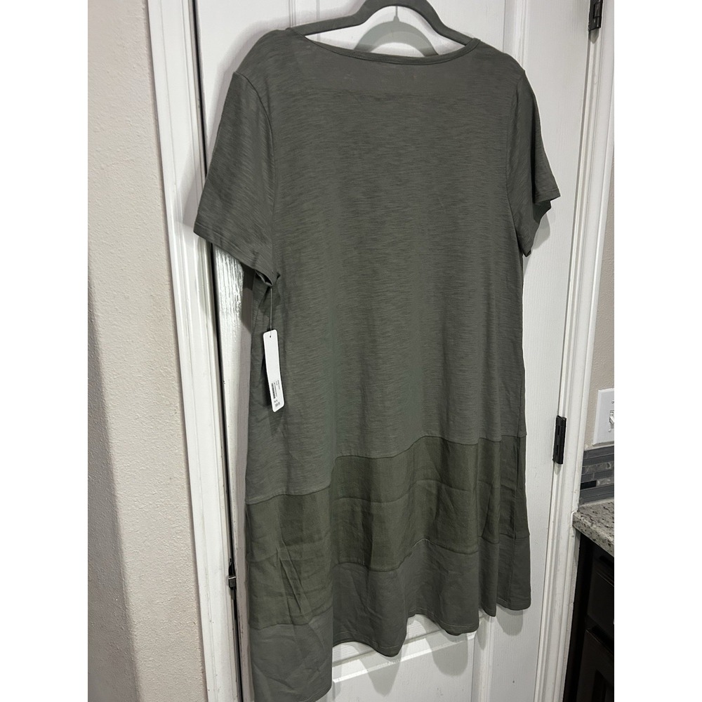 Soft Surroundings Winnie Linen Blend T-Shirt Dress olive green Petite XL NWT - Picture 6 of 7